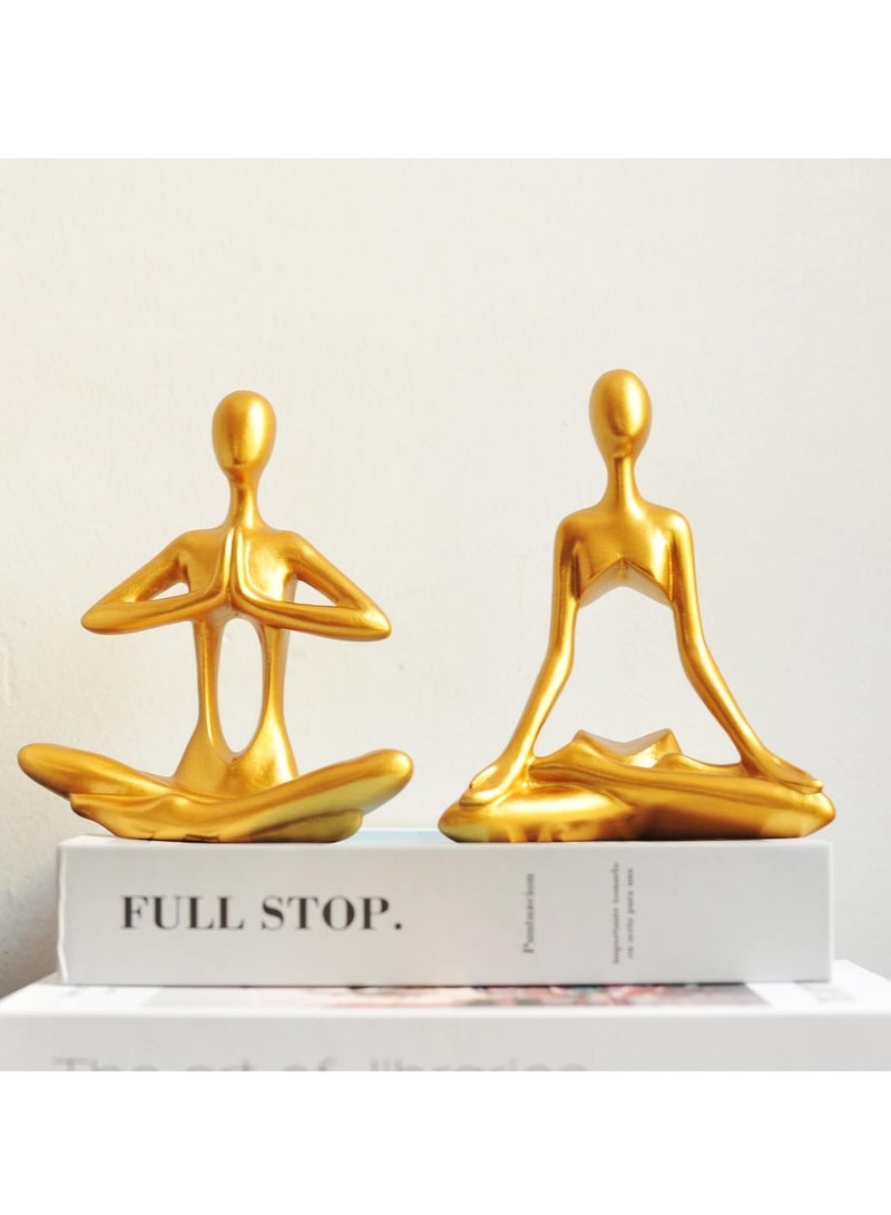 Nariele 3Pcs Gold Figurines, Yoga Statues, Golden Abstract Sitting Sculpture, Resin Table Decor, Home Decor, Bookshelf Decor, Modern Style, Collectible Statues, Living room and Desk Ornaments - Image 2