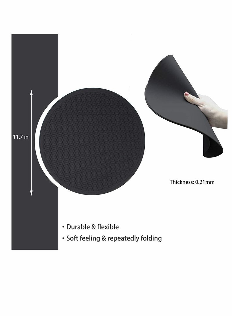 SYOSI Silicone Microwave Mat, Round Non-Stick Heat Resistant Baking Mat, Non-Slip Silicone Trivet Mats, Hot Pot Holders, BPA Free, Silicone Drying Mat for Microwave, Oven and Hot Pan, Black, 12 Inch - Image 2