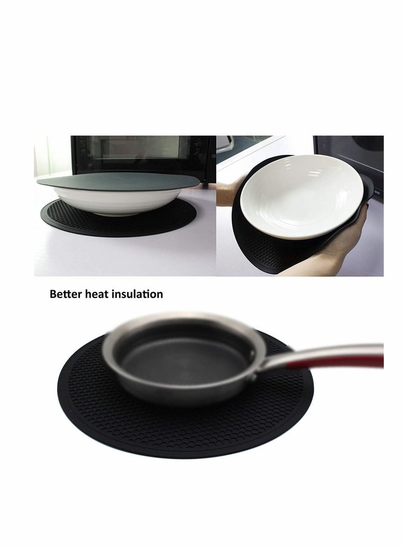 SYOSI Silicone Microwave Mat, Round Non-Stick Heat Resistant Baking Mat, Non-Slip Silicone Trivet Mats, Hot Pot Holders, BPA Free, Silicone Drying Mat for Microwave, Oven and Hot Pan, Black, 12 Inch - Image 3