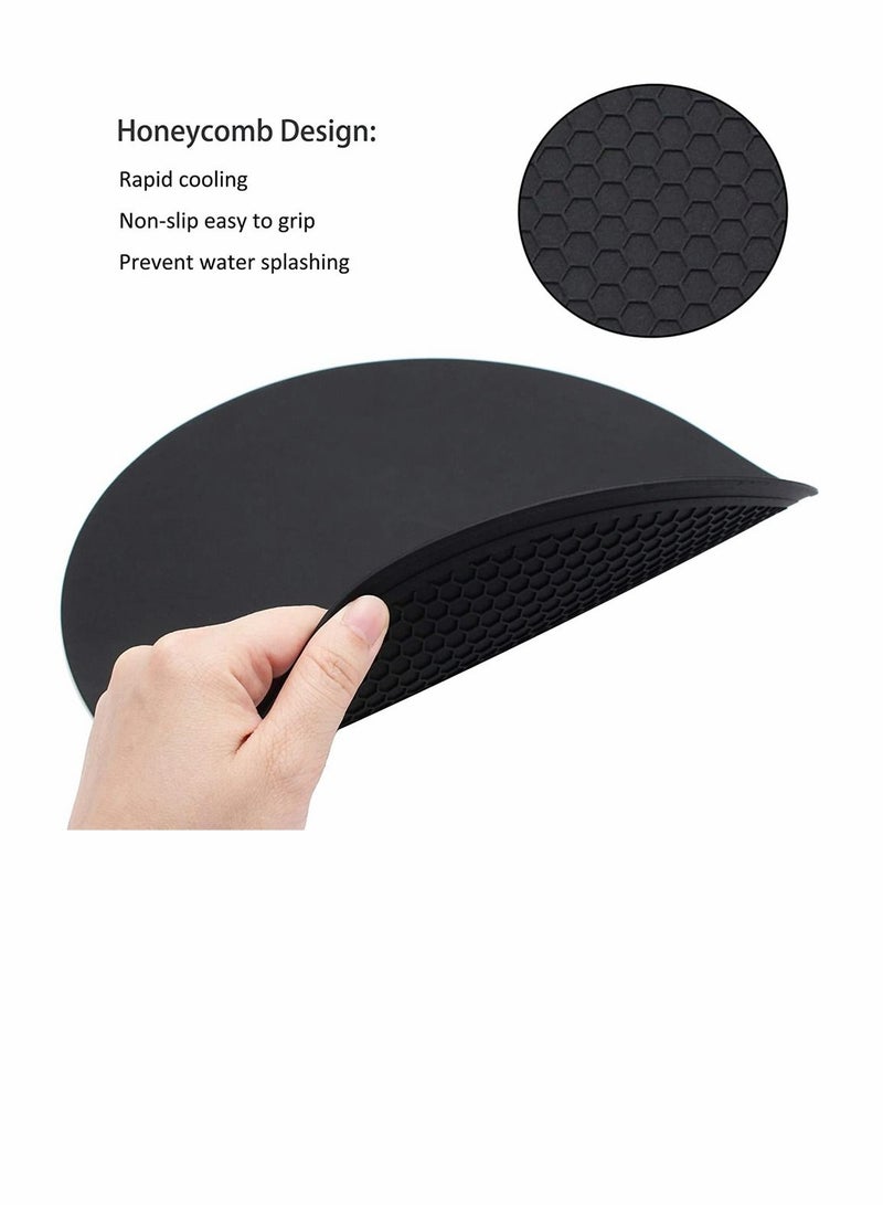 SYOSI Silicone Microwave Mat, Round Non-Stick Heat Resistant Baking Mat, Non-Slip Silicone Trivet Mats, Hot Pot Holders, BPA Free, Silicone Drying Mat for Microwave, Oven and Hot Pan, Black, 12 Inch - Image 4