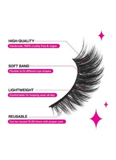 Calailis False Eyelash 3D Effect Faux Mink Fake False Eyelash Long Natural Eyelashes 3 Pairs With 5G False Eyelash Glue（Cs18-1） Black  - Image 3