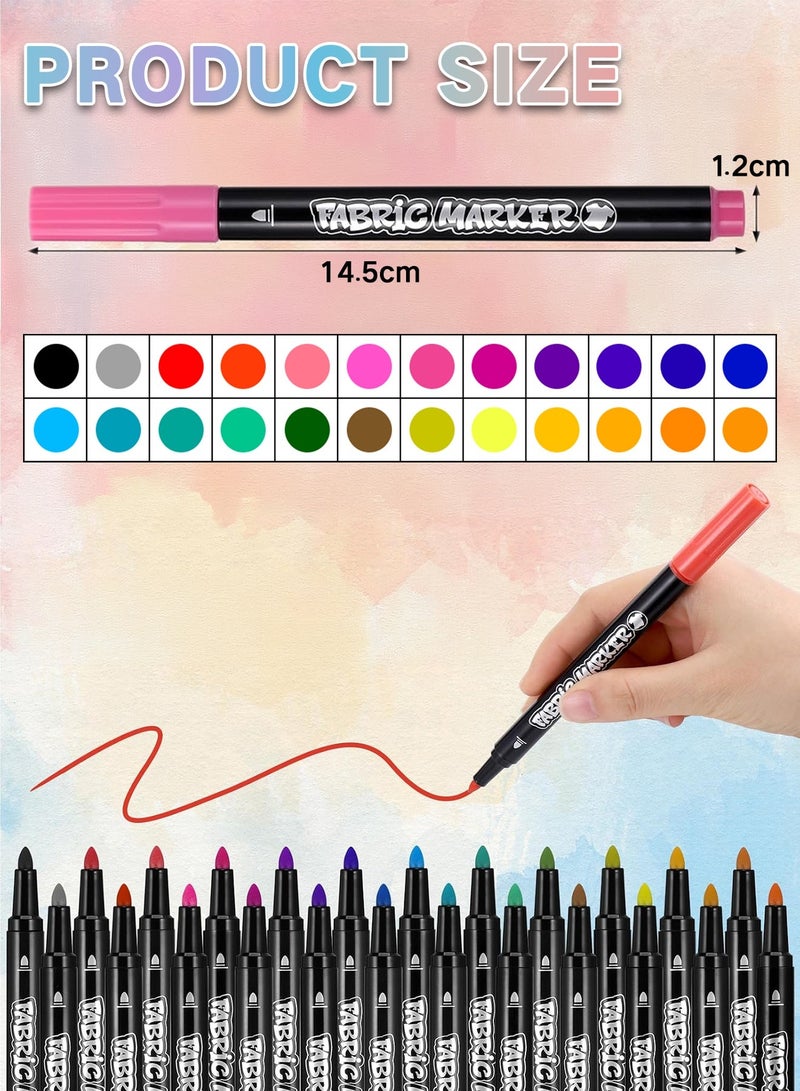 GOOGO 24 Fabric Markers Pens Set, Textile Marker Washable, Non Toxic Fabric Paint Pens, Permanent Marker for Clothes, Fine Point Textile Marker Pen, Craft Paint Pens Art Markers - Image 2