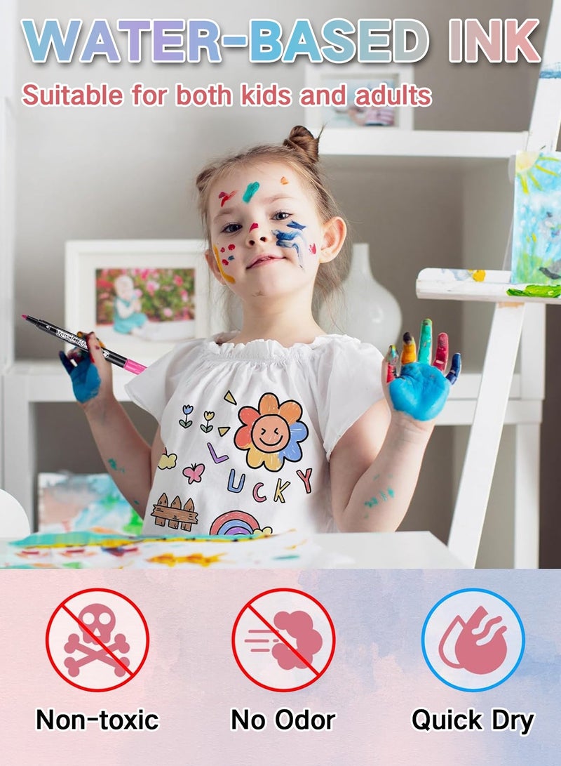 GOOGO 24 Fabric Markers Pens Set, Textile Marker Washable, Non Toxic Fabric Paint Pens, Permanent Marker for Clothes, Fine Point Textile Marker Pen, Craft Paint Pens Art Markers - Image 4