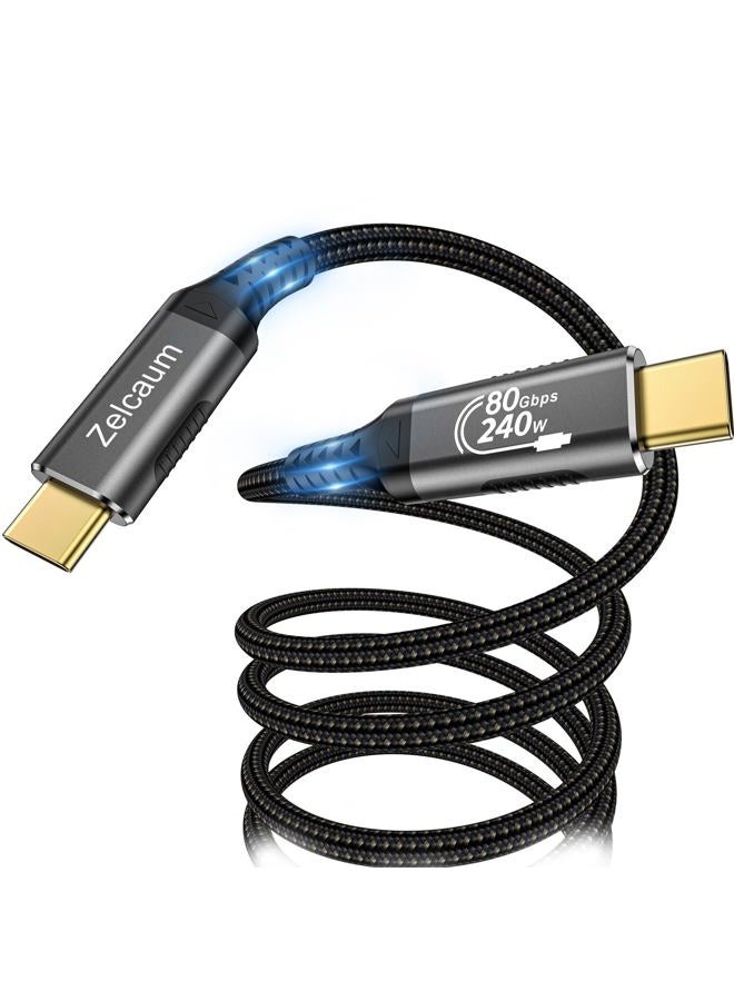 Zelcaum USB C Thunderbolt 5 Cable 120Gbps Bandwidth, 80Gbps Date, 16K 8K 4K Video Sync Display, 240W Fast Charging, Fully Compatible with Thunderbolt 4/3, Type USB-C, USB4 / Gen4 Devices, 3FT - Image 1