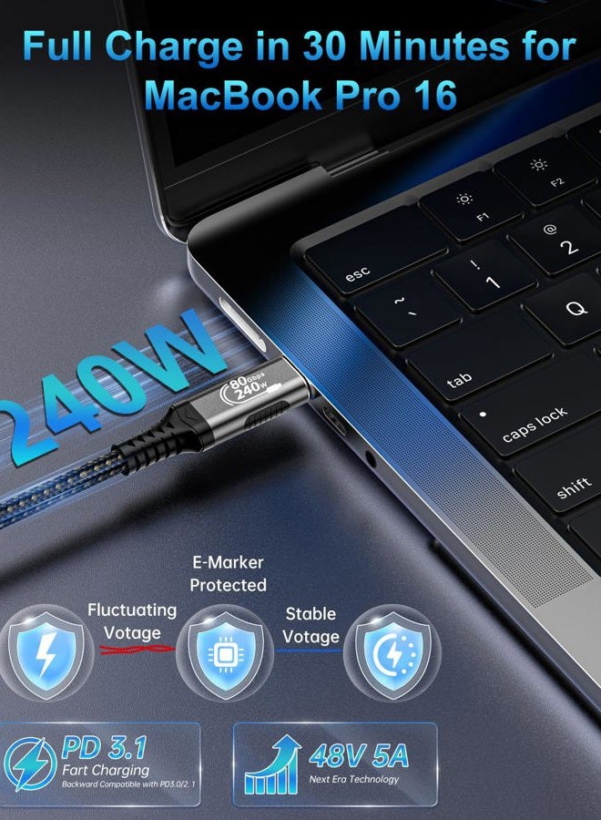 Zelcaum USB C Thunderbolt 5 Cable 120Gbps Bandwidth, 80Gbps Date, 16K 8K 4K Video Sync Display, 240W Fast Charging, Fully Compatible with Thunderbolt 4/3, Type USB-C, USB4 / Gen4 Devices, 3FT - Image 5