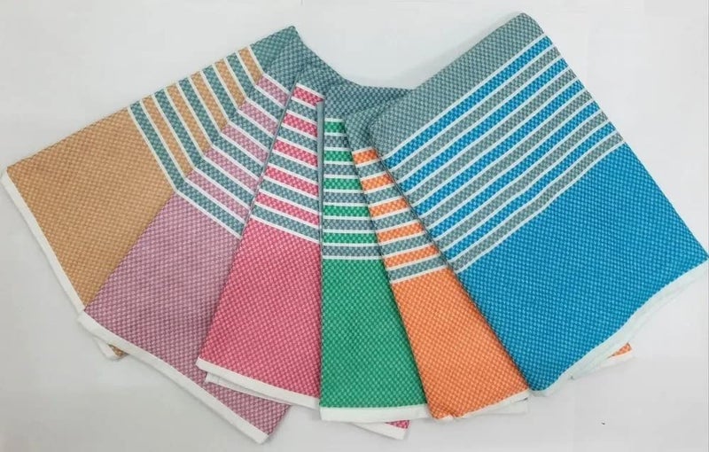 Outlay Home Cotton Terry 480 GSM Unisex Quick Drying and Ultra Absorbent Bath Towel (75x150 CM) Multicolor - 6 Pieces - Image 1