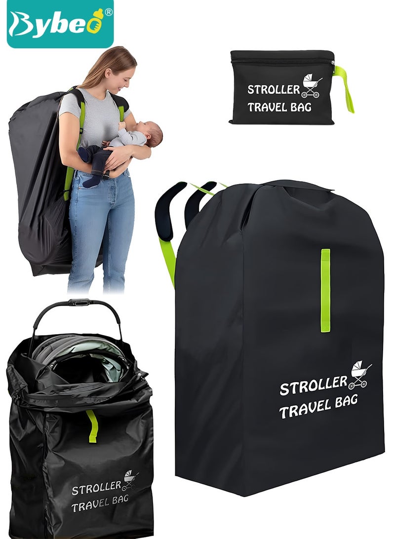 Bybeo Stroller Travel Bag, Portable Pram Bag for Airplane, Car Seat Travel Bag, Baby Stroller Transport Carry Cover, Large Pushchair Cover with Shoulder Strap, Waterproof Gate Check Bag for Infant Strollers - Image 1