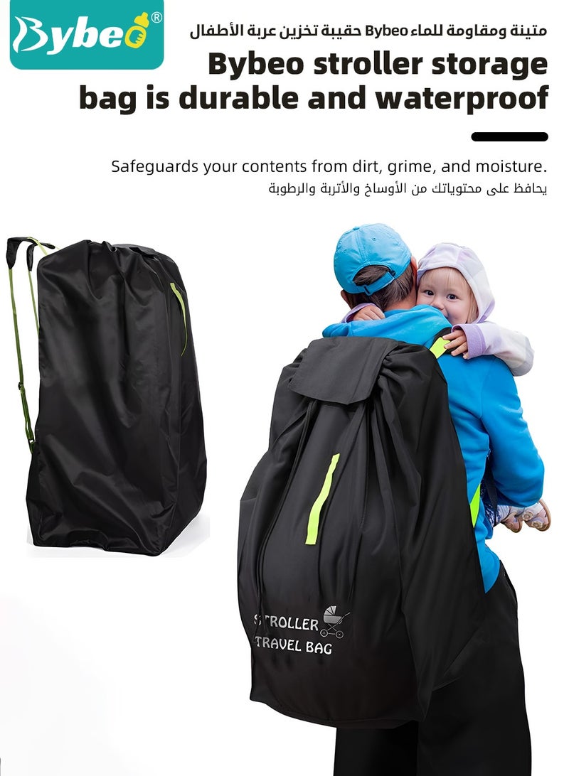 Bybeo Stroller Travel Bag, Portable Pram Bag for Airplane, Car Seat Travel Bag, Baby Stroller Transport Carry Cover, Large Pushchair Cover with Shoulder Strap, Waterproof Gate Check Bag for Infant Strollers - Image 4
