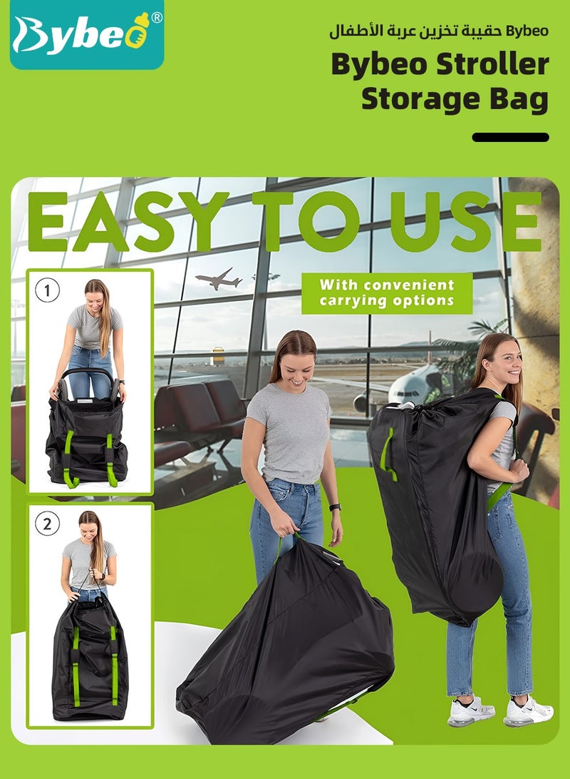 Bybeo Stroller Travel Bag, Portable Pram Bag for Airplane, Car Seat Travel Bag, Baby Stroller Transport Carry Cover, Large Pushchair Cover with Shoulder Strap, Waterproof Gate Check Bag for Infant Strollers - Image 2