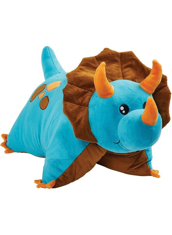 Pillow Pets ديناصور تريسراتوپس الأزرق، لعبة محشوة بطول 18 إنش - Image 2