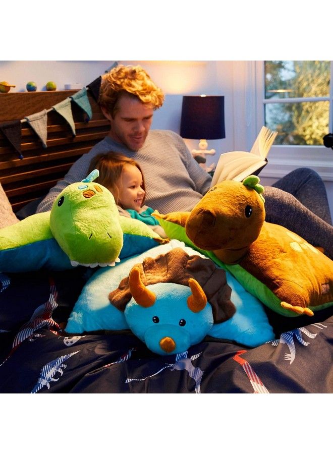 Pillow Pets ديناصور تريسراتوپس الأزرق، لعبة محشوة بطول 18 إنش - Image 4