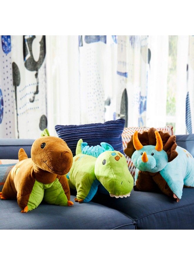 Pillow Pets ديناصور تريسراتوپس الأزرق، لعبة محشوة بطول 18 إنش - Image 5