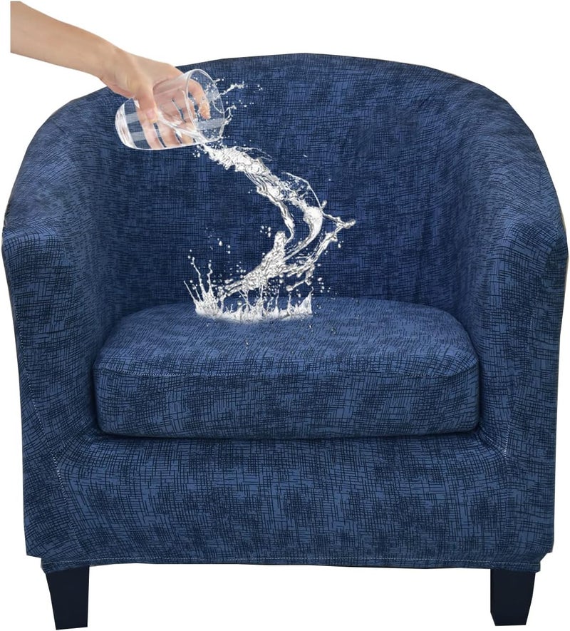 KRFOONN 2 Pieces Club Chair Slipcover Stretch Waterproof Tub Chair Slipcover Armchair Covers Sofa Cover Removable Round Barrel Chair Covers Couch Furniture Protector Cover for Living Room, A43 - Image 1