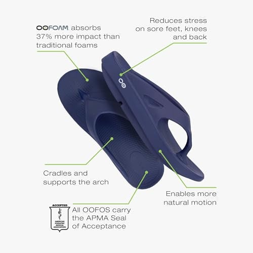 OOFOS OOriginal Recovery Sandal, Navy - Women’s Size 7, Men’s Size 5 - Image 4