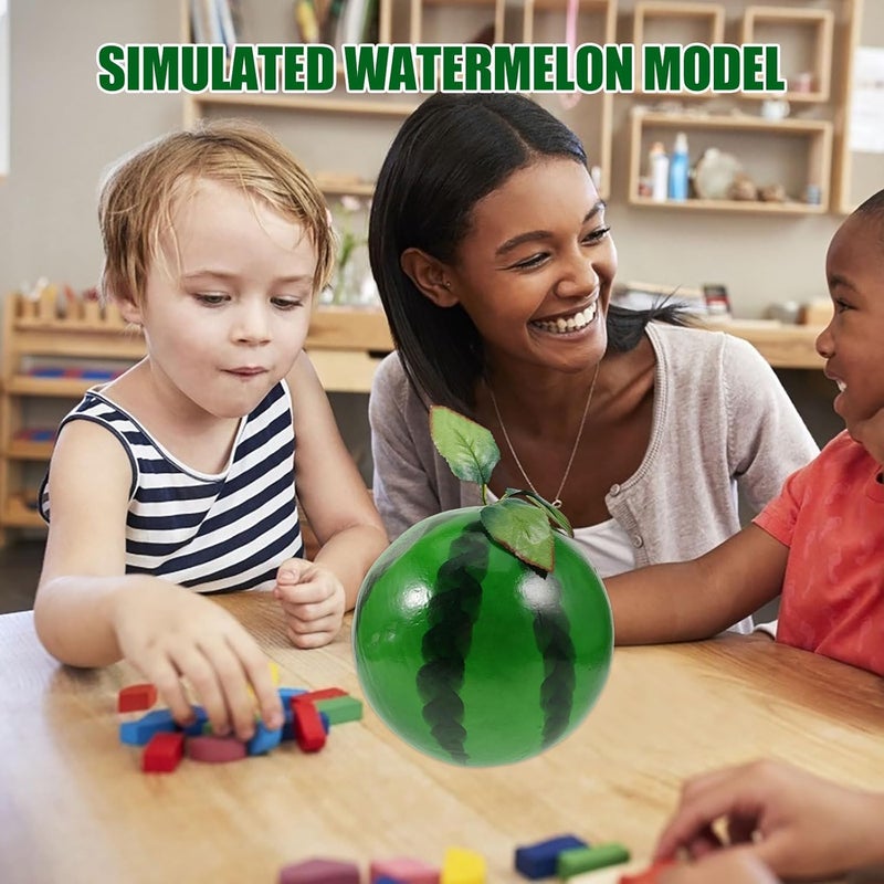 Realistic Watermelon Simulation Model with Leaves, Lifelike Artificial Fruit Prop for Home Décor and Photography, Foam Faux Watermelon for ’ Educational Display - Image 4