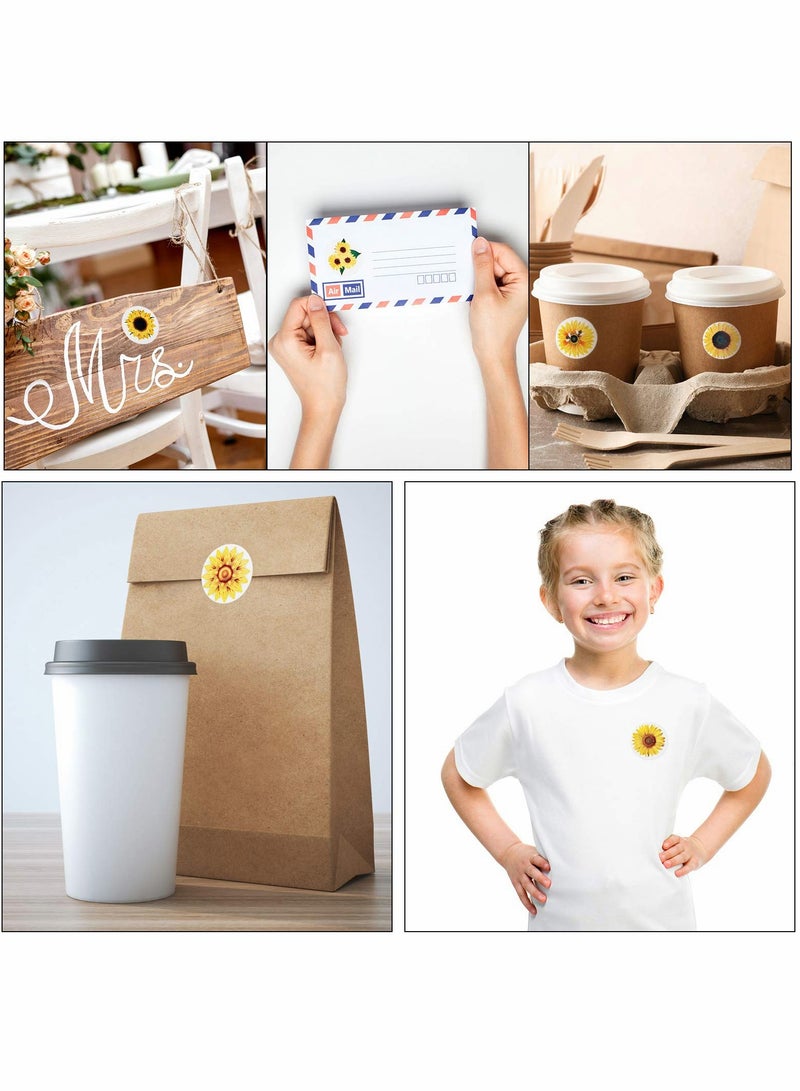 1000 Pcs 1.5 Inch Sunflower Stickers, Self-Adhesive Labels with 8 Unique Designs for Party Decor, Scrapbooking and Card Making - Image 3