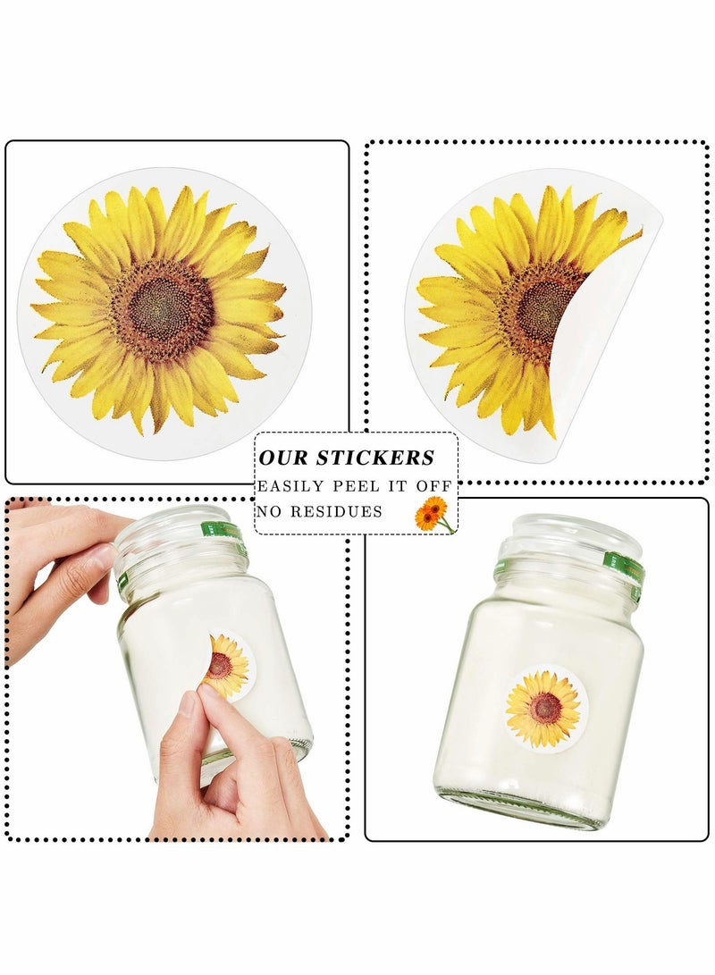 1000 Pcs 1.5 Inch Sunflower Stickers, Self-Adhesive Labels with 8 Unique Designs for Party Decor, Scrapbooking and Card Making - Image 2