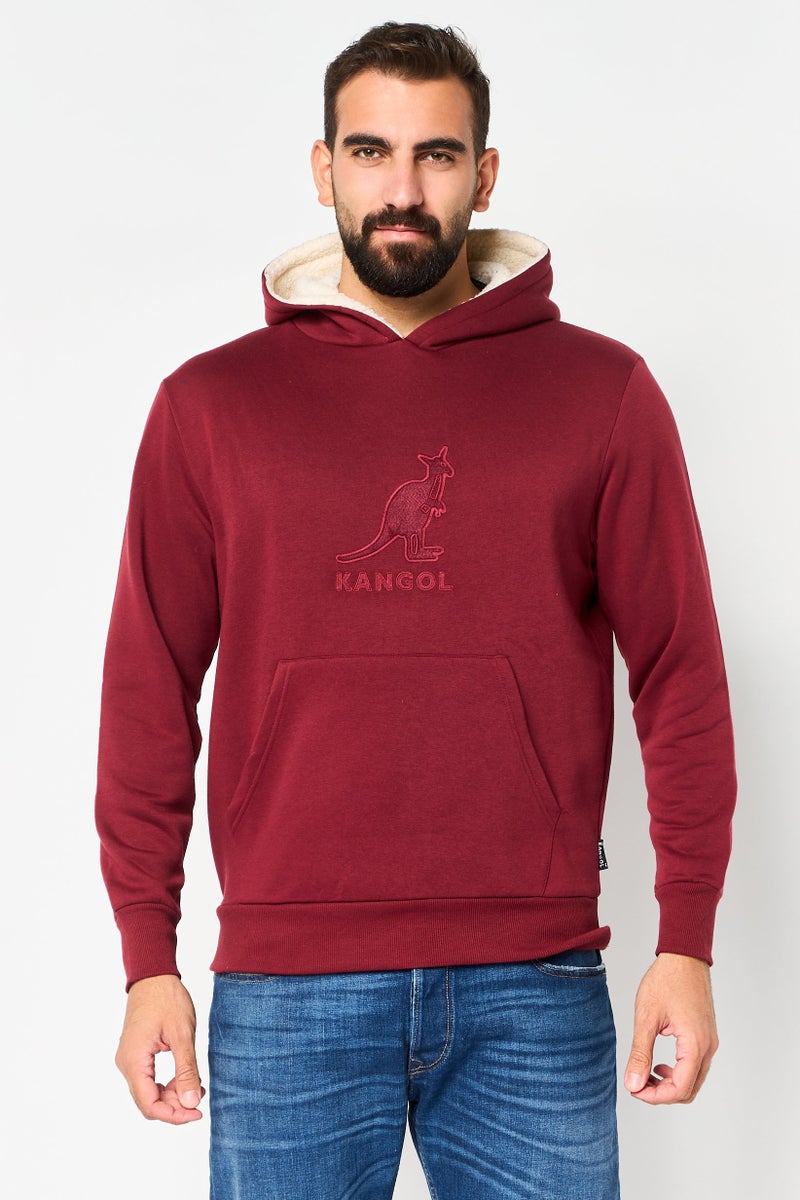 KANGOL هودي بأكمام طويلة للرجال بشعار العلامة التجارية، ماون - Image 1