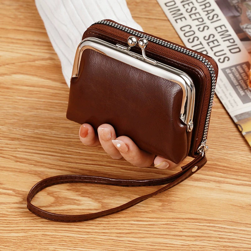 Retro Style Clip Bag Personalized Mini Multi-Compartment Card Slot Card Bag Coin Bag Hand-Held Small Bag - Image 1