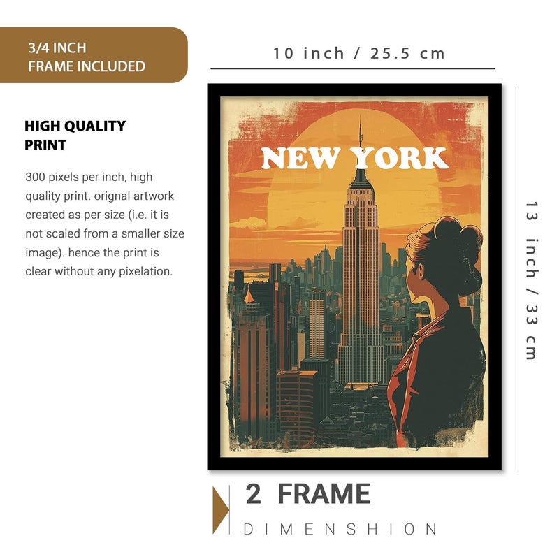 HOTHOUSE City View Wall Art Painting Modern Wall Frames For Home Dcor Office Living Room Poster With Frame Wall Decoration Painting Premium Art Framed Wall Painting For Home Dcor Set of 4 Art 3 Small 10x13or10x10 inch Framed - Image 3
