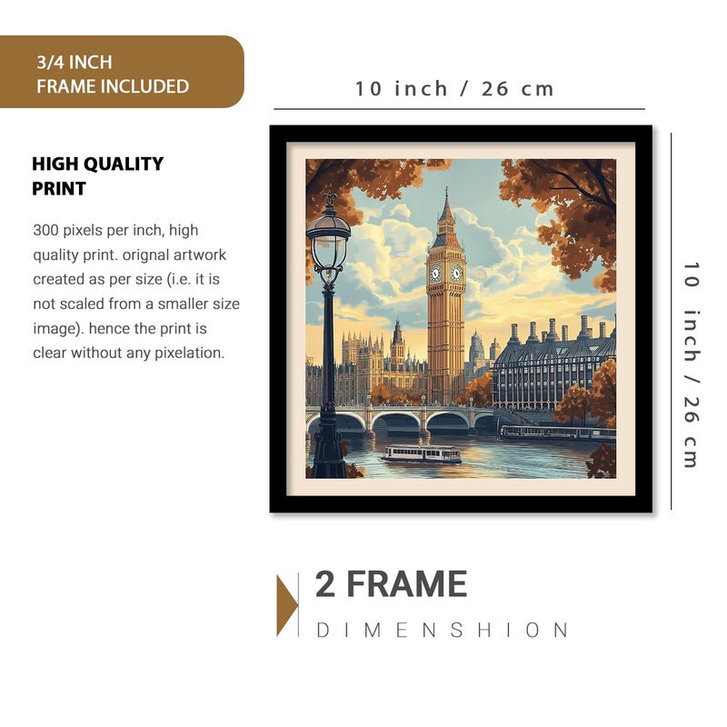 HOTHOUSE City View Wall Art Painting Modern Wall Frames For Home Dcor Office Living Room Poster With Frame Wall Decoration Painting Premium Art Framed Wall Painting For Home Dcor Set of 4 Art 3 Small 10x13or10x10 inch Framed - Image 4