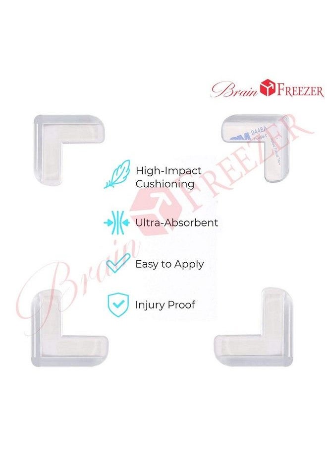 Brain Freezer - حراس الزوايا الواضحة ذات الحواف الحادة مع لاصق عالي المقاومة لحماية الأطفال من إصابات الرأس على الطاولات والأثاث وغرفة النوم (عبوة من 6) - Image 1