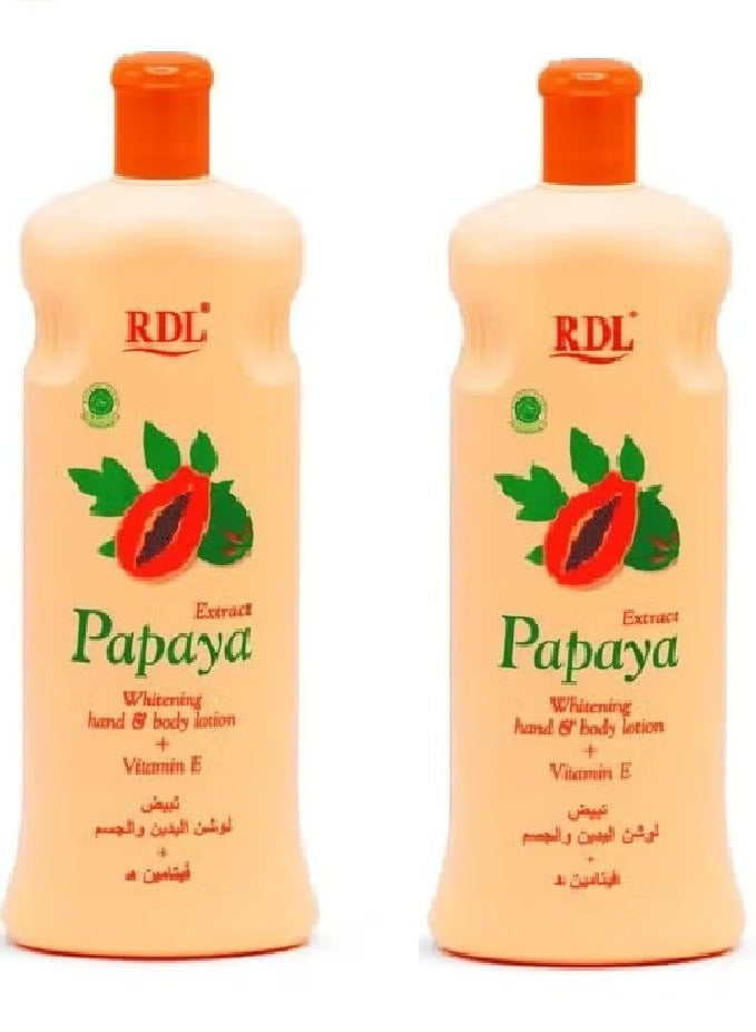 ار دي ال قطعتين من  لوشن لتبييض اليد والجسم بخلاصة البابايا 600ملليلتر - Image 1