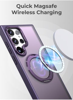 glassology Samsung Galaxy S24 Ultra Magnetic Protective Slim Case, 360° Ring Stand, MIL-Grade Protection, Anti Yellowing, iCrystal Tech, Purple.  - Image 4
