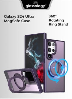 glassology Samsung Galaxy S24 Ultra Magnetic Protective Slim Case, 360° Ring Stand, MIL-Grade Protection, Anti Yellowing, iCrystal Tech, Purple.  - Image 1