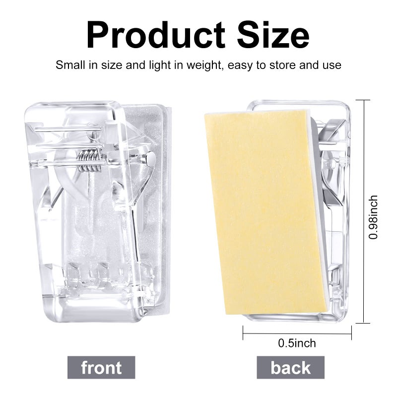 Tenare 50 Pieces Self Adhesive Clips Wall Tapestry Clips Plastic Sticky Picture Hanging Poster for Teachers Double Sided Adhesive Spring for Home Office(Clear) - Image 3