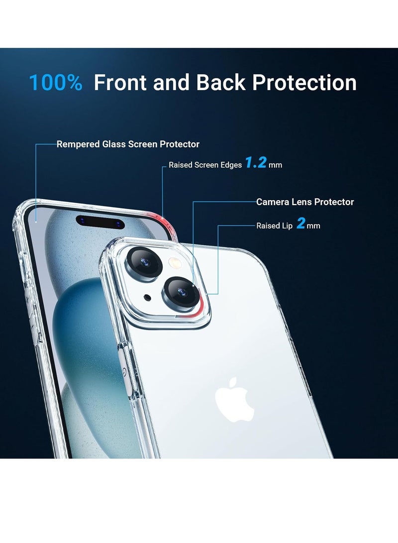 ELTRAZONE [5 in 1] Designed for iPhone 15 Clear Case with Screen Protector[2 Pack] +Camera Lens Protector[2 Pack], Military Grade Drop Protection Transparent Cover 6.1 Inch - Image 3