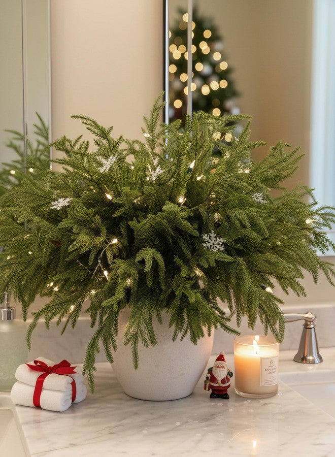 MISSPIN 12 Pcs 19.5 Inches Christmas Norfolk Pine Branches, Norfolk Pine Artificial Christmas Branches DIY Crafts Faux Pine Branches for Xmas Indoor Outdoor Home Decor - Image 2