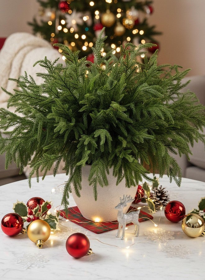 MISSPIN 12 Pcs 19.5 Inches Christmas Norfolk Pine Branches, Norfolk Pine Artificial Christmas Branches DIY Crafts Faux Pine Branches for Xmas Indoor Outdoor Home Decor - Image 5