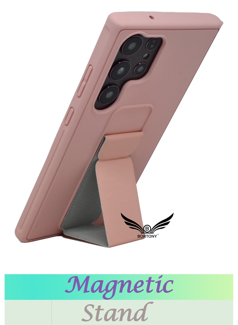 BORTONY Galaxy S23 Ultra with Magnetic Stand & Holder, Premium Silicone Hand Strap Grip, Car Mount Kickstand And Finger Grip Case Cover For Samsung Galaxy S23 Ultra - Image 3