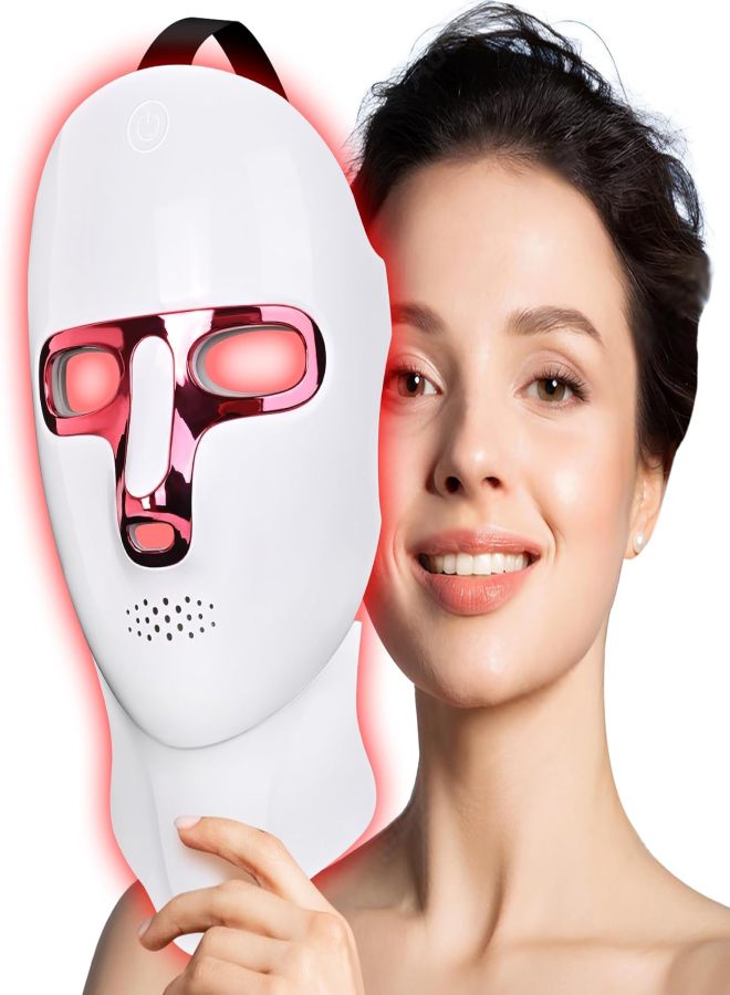 قناع LED بسبعة ألوان، قناع ضوء أحمر، جهاز للعناية بالبشرة في المنزل (أبيض) - Image 2