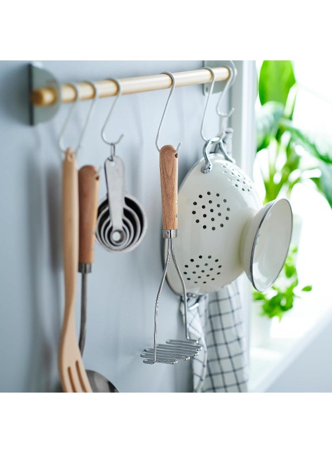 Stainless Steel Potato Masher with Beech Wood Handle 30 cm, Heavy Duty Manual Vegetable Masher for Potatoes, Avocado and Root Vegetables, Wooden Handle Kitchen Masher - Image 3