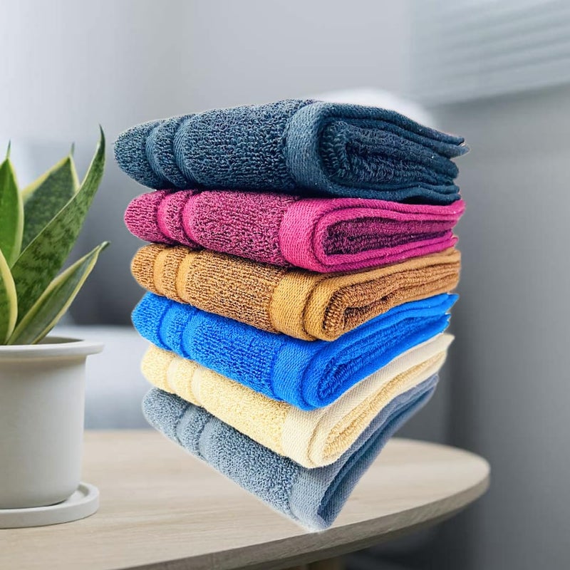 COTFLEX Hand Face Towel Napkin Set Pure Cotton Assorted Pack of 6 - Image 5