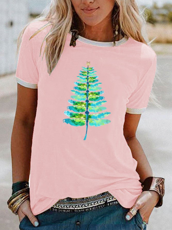 wish fun dragonfly pattern printed edge contrast short sleeve t-shirt - Image 1