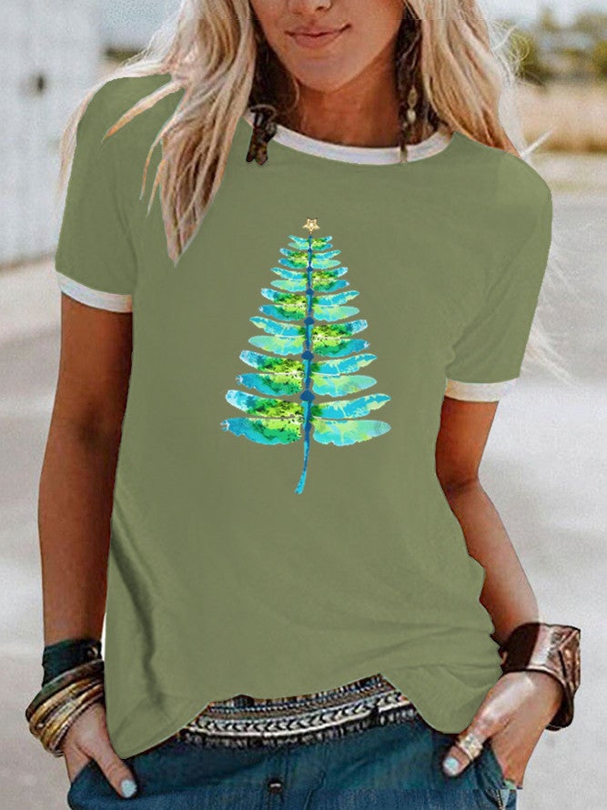 wish fun dragonfly pattern printed edge contrast short sleeve t-shirt - Image 5