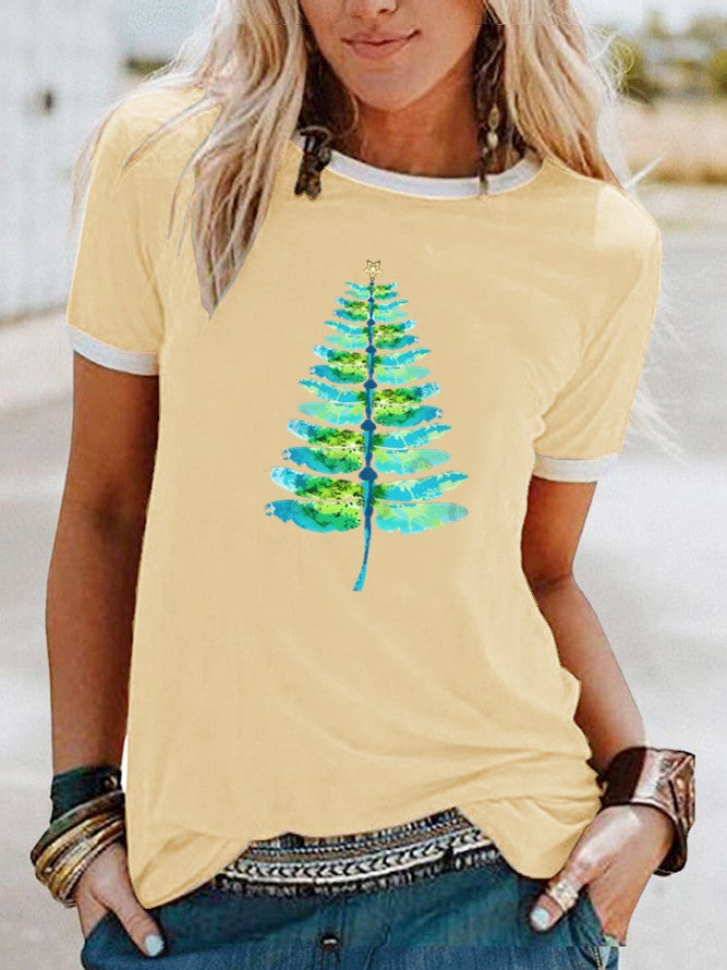 wish fun dragonfly pattern printed edge contrast short sleeve t-shirt - Image 4