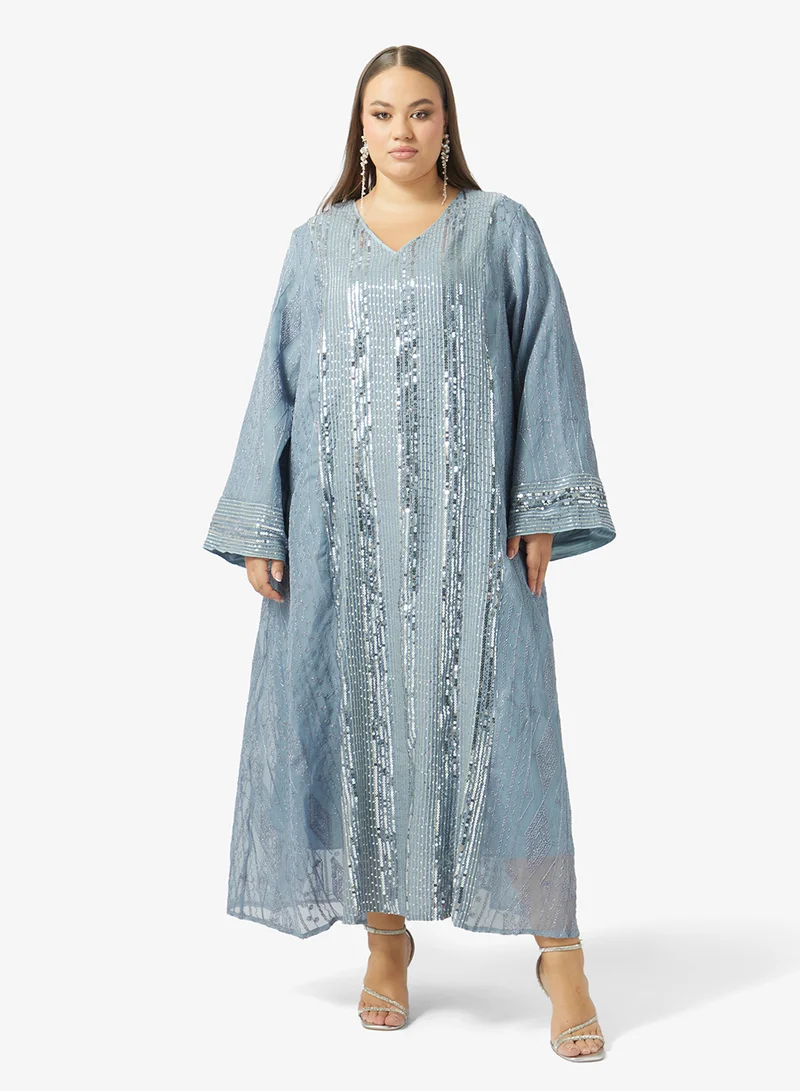 Khizana Plus Size Embroidered Jalabiya