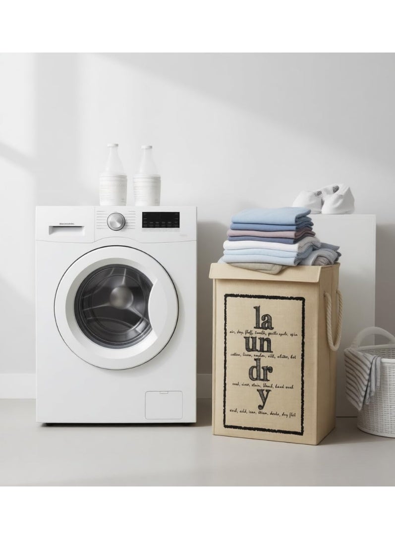 Linen Storing Bin, 70 Litre Large Laundry Basket Beige with Canvas Fabric And Sturdy Rope Handles ,70 Liter Collapsible & Foldable Laundry Hamper for Clothes ,Multipurpose Storage - Image 2