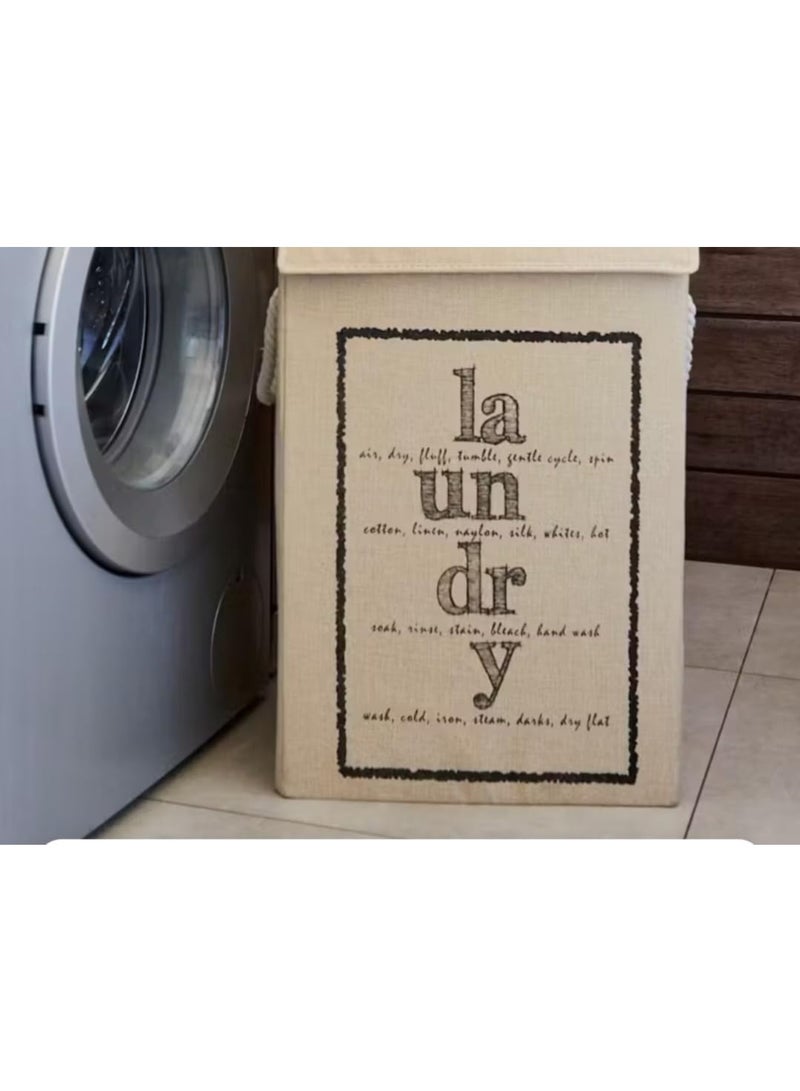 Linen Storing Bin, 70 Litre Large Laundry Basket Beige with Canvas Fabric And Sturdy Rope Handles ,70 Liter Collapsible & Foldable Laundry Hamper for Clothes ,Multipurpose Storage - Image 4