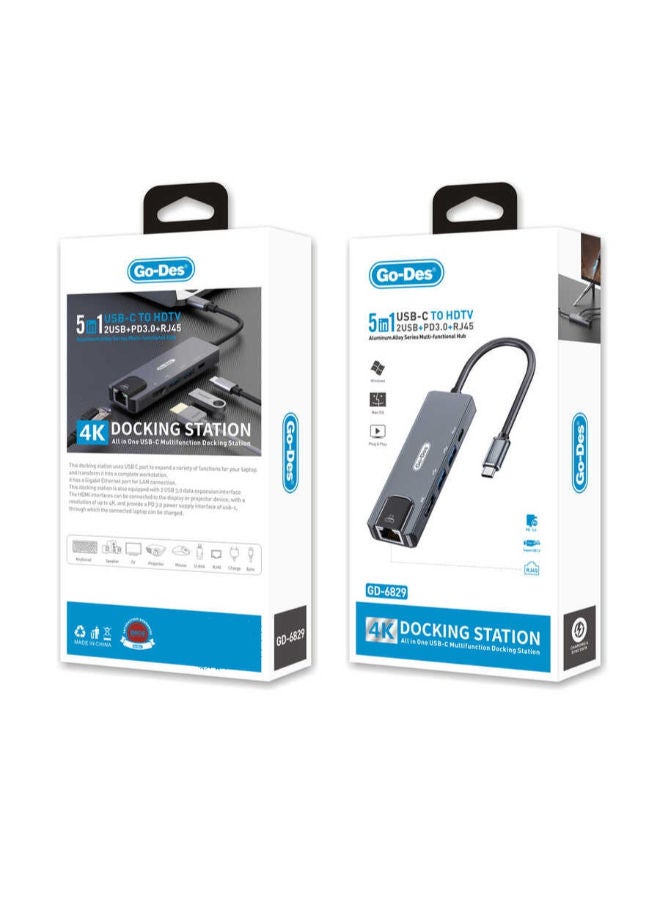 GO-DES 5 in 1 Type-c to HDTV Converter Adapter GD-6829 - Image 2