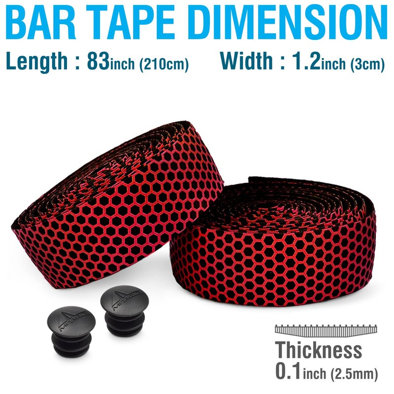 MARQUE Hex Bicycle Handlebar Tape - Road Bike Handle bar Tape 2PCS per Set (Red) - Image 3