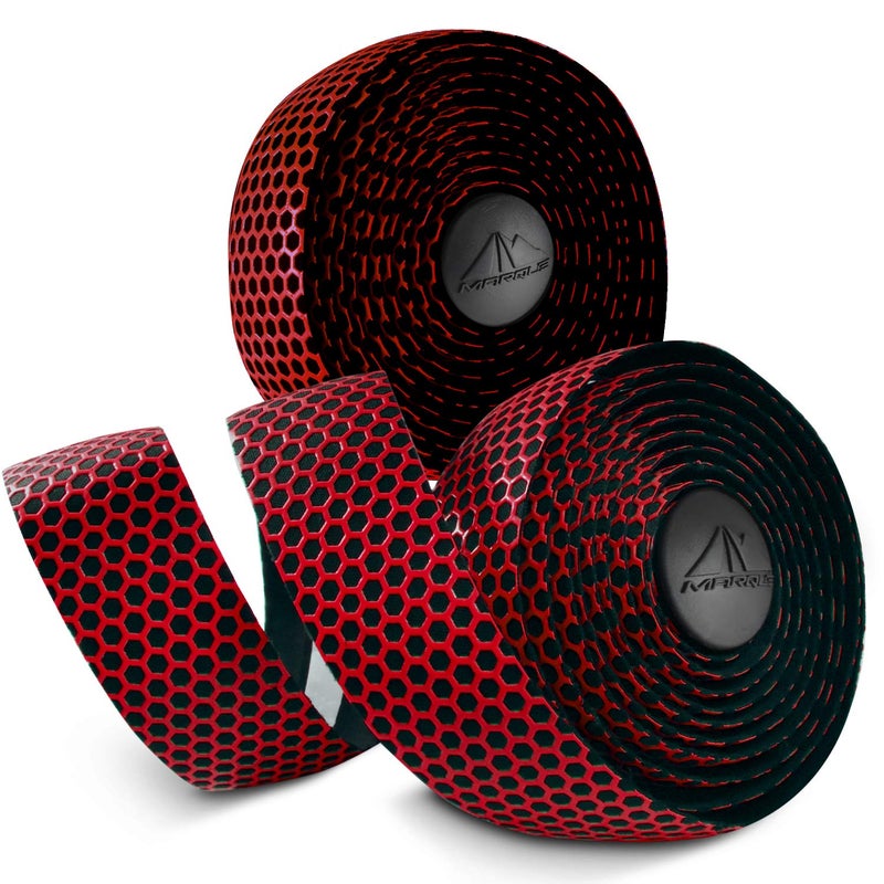 MARQUE Hex Bicycle Handlebar Tape - Road Bike Handle bar Tape 2PCS per Set (Red) - Image 1