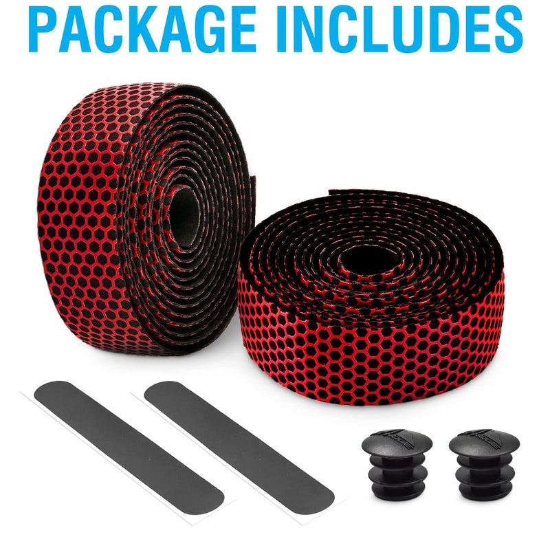 MARQUE Hex Bicycle Handlebar Tape - Road Bike Handle bar Tape 2PCS per Set (Red) - Image 4