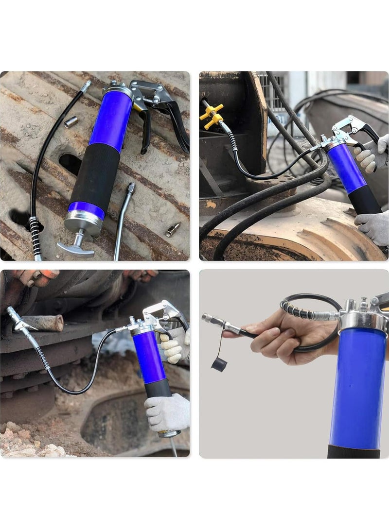 Grease Gun 6000 PSI Heavy Duty Pistol Grip Grease Gun with 3 Flex Hose, 1 Extension Straight Pipe, 1 Sharp Type Nozzle and 1 Normal Coupler - Image 5