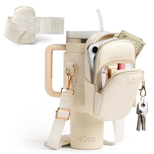 CarryWise Water Bottle Carrier Bag for Stanley 40/30 oz, Tumbler Water Bottle Holder Pouch with Versatile Pocket & Adjustable Strap for Stanley Cup Accessories, Cup Carrier for Gym, Picnic, Travel - Image 1