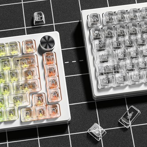 dagaladoo White Clear keycaps,Transparent keycaps 60 75 100 Percent,Ceramic Jelly Key caps Set,Shine Through Key caps,MDA Profile Keyboard Key Cap for Mx Switches Mechanical Keyboard - Image 4